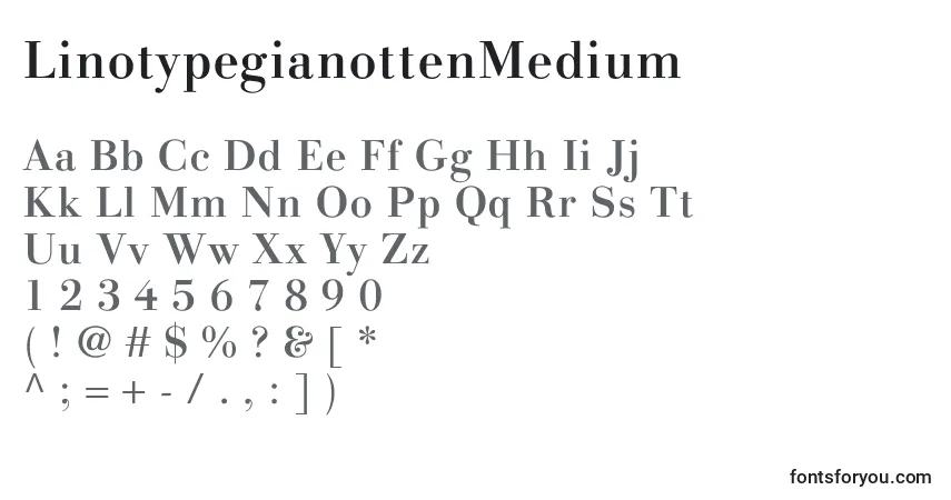 Schriftart LinotypegianottenMedium – Alphabet, Zahlen, spezielle Symbole
