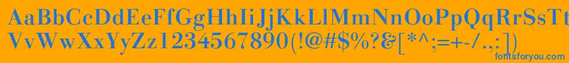 LinotypegianottenMedium-Schriftart – Blaue Schriften auf orangefarbenem Hintergrund