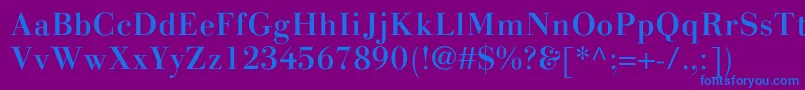 LinotypegianottenMedium-Schriftart – Blaue Schriften auf violettem Hintergrund