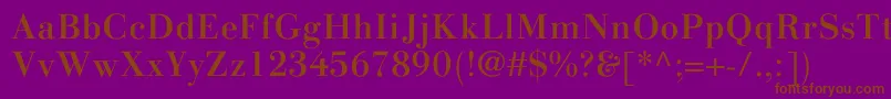 LinotypegianottenMedium-Schriftart – Braune Schriften auf violettem Hintergrund