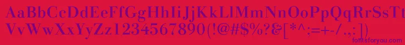 Fonte LinotypegianottenMedium – fontes roxas em um fundo vermelho