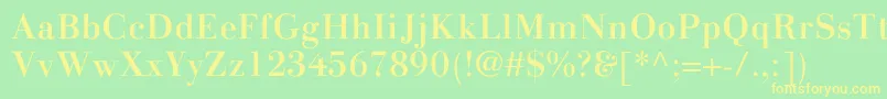 フォントLinotypegianottenMedium – 黄色の文字が緑の背景にあります