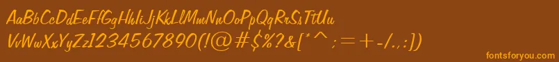 FiffigbRegular-Schriftart – Orangefarbene Schriften auf braunem Hintergrund