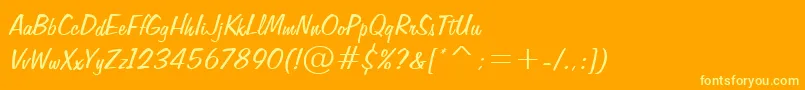 FiffigbRegular-fontti – keltaiset fontit oranssilla taustalla