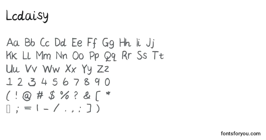 Czcionka Lcdaisy – alfabet, cyfry, specjalne znaki