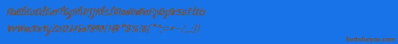 BitlingsulochicalligraItal-Schriftart – Braune Schriften auf blauem Hintergrund