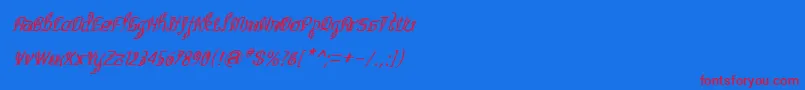 BitlingsulochicalligraItal Font – Red Fonts on Blue Background