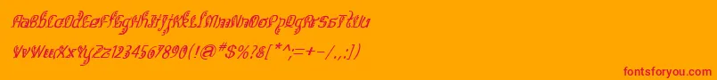 フォントBitlingsulochicalligraItal – オレンジの背景に赤い文字