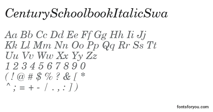 CenturySchoolbookItalicSwa-fontti – aakkoset, numerot, erikoismerkit