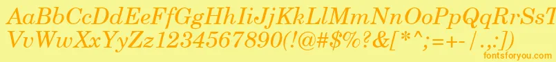 CenturySchoolbookItalicSwa Font – Orange Fonts on Yellow Background