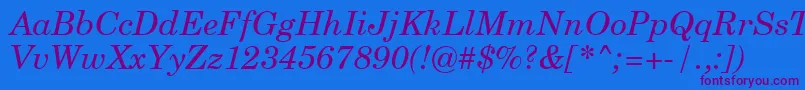 CenturySchoolbookItalicSwa Font – Purple Fonts on Blue Background