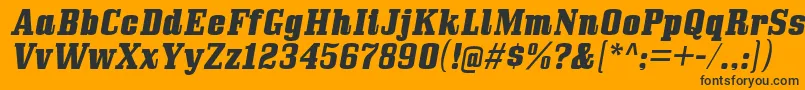 Weitere Informationen zur BullpenhvItalic-Schriftart BullpenhvItalic-Schriftart – Schwarze Schriften auf orangefarbenem Hintergrund