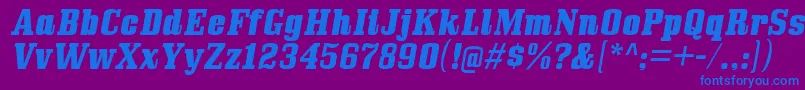 Więcej informacji o czcionce BullpenhvItalic Czcionka BullpenhvItalic – niebieskie czcionki na fioletowym tle