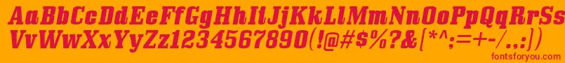 フォントBullpenhvItalic – オレンジの背景に赤い文字