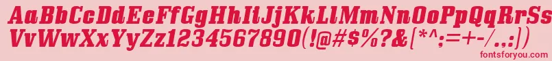 BullpenhvItalic-Schriftart – Rote Schriften auf rosa Hintergrund