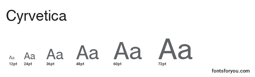 Cyrvetica Font Sizes