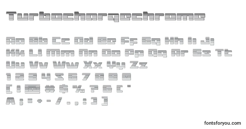 Schriftart Turbochargechrome – Alphabet, Zahlen, spezielle Symbole