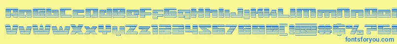 Turbochargechrome-Schriftart – Blaue Schriften auf gelbem Hintergrund