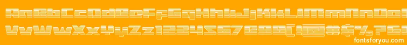 Turbochargechrome-Schriftart – Weiße Schriften auf orangefarbenem Hintergrund