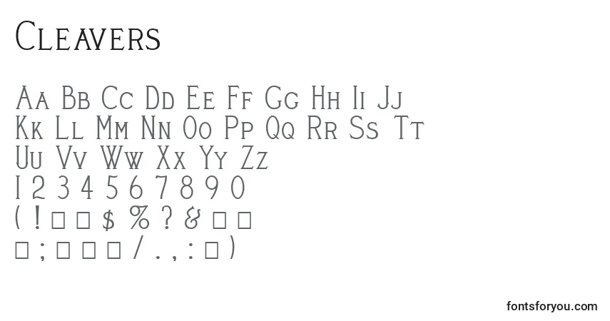 Шрифт Cleavers – алфавит, цифры, специальные символы