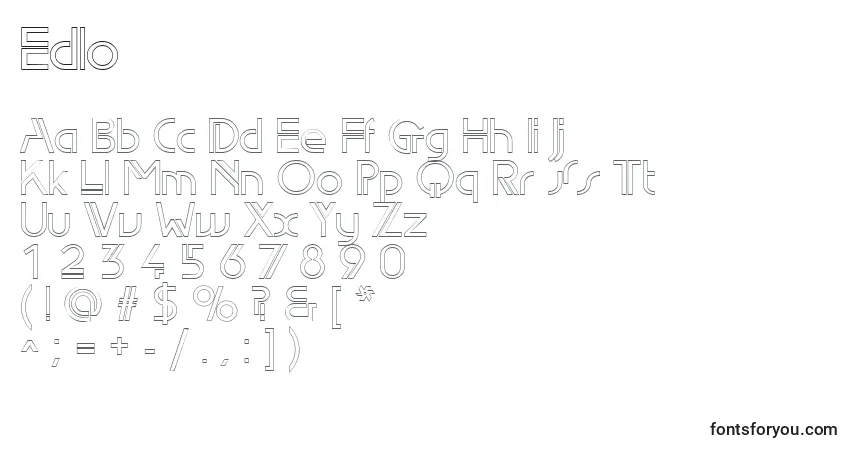 Schriftart Edlo – Alphabet, Zahlen, spezielle Symbole