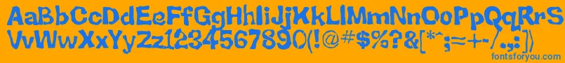 フォントBack – オレンジの背景に青い文字