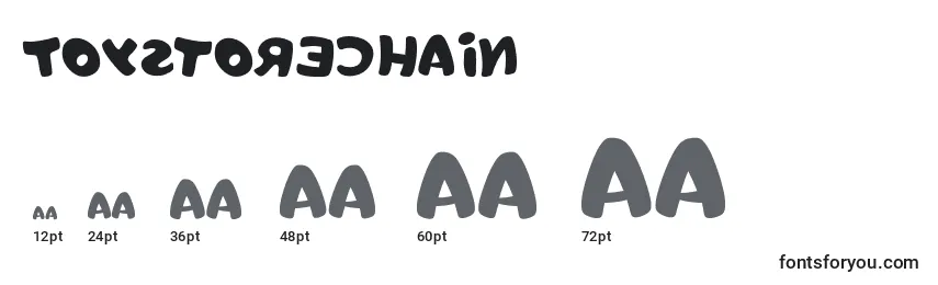 Toystorechain Font Sizes