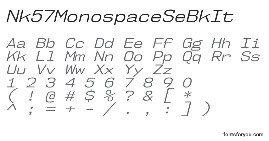 Czcionka Nk57MonospaceSeBkIt – alfabet, cyfry, specjalne znaki