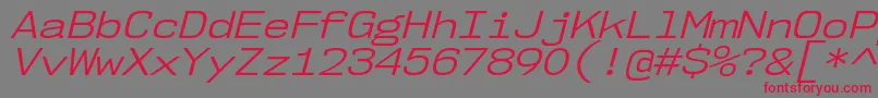 Nk57MonospaceSeBkIt-Schriftart – Rote Schriften auf grauem Hintergrund