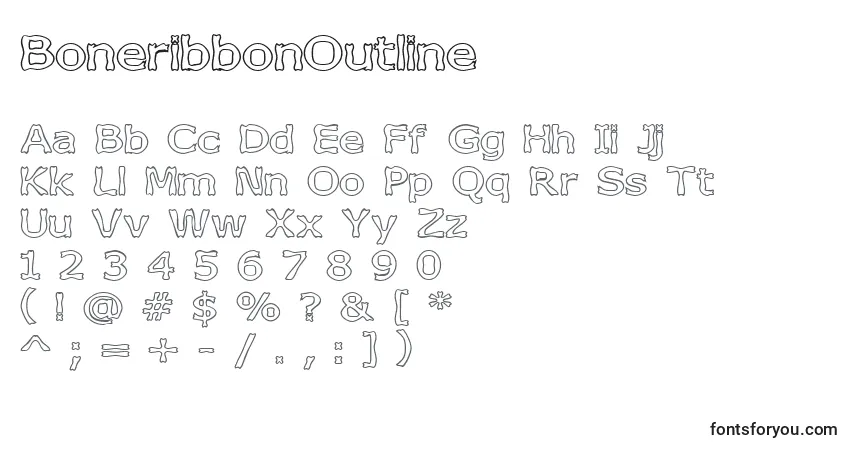 Schriftart BoneribbonOutline – Alphabet, Zahlen, spezielle Symbole
