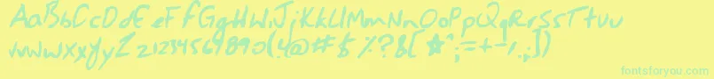 Czcionka Jessescript – zielone czcionki na żółtym tle
