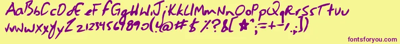 Jessescript Font – Purple Fonts on Yellow Background