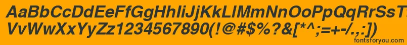 Шрифт A1010helvetikaBoldItalic – чёрные шрифты на оранжевом фоне