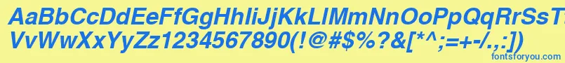 Шрифт A1010helvetikaBoldItalic – синие шрифты на жёлтом фоне