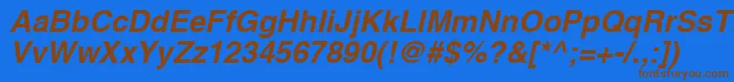 Шрифт A1010helvetikaBoldItalic – коричневые шрифты на синем фоне