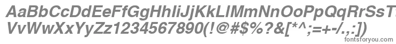 A1010helvetikaBoldItalic-fontti – harmaat kirjasimet valkoisella taustalla
