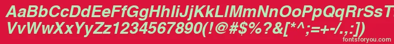 Fonte A1010helvetikaBoldItalic – fontes verdes em um fundo vermelho