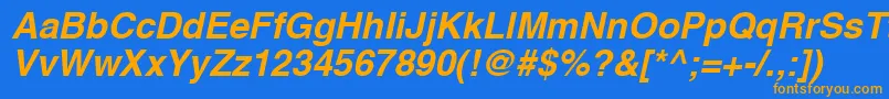 A1010helvetikaBoldItalic Font – Orange Fonts on Blue Background