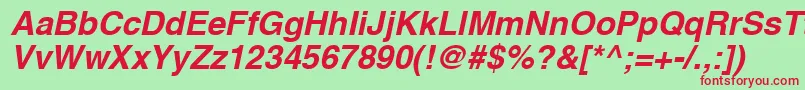 A1010helvetikaBoldItalic Font – Red Fonts on Green Background