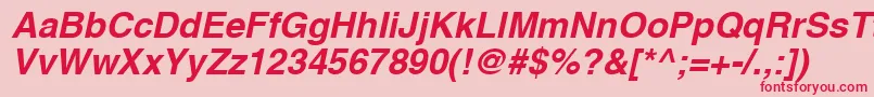 Fonte A1010helvetikaBoldItalic – fontes vermelhas em um fundo rosa