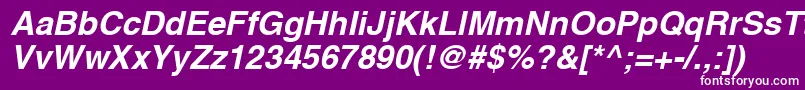 Fonte A1010helvetikaBoldItalic – fontes brancas em um fundo violeta