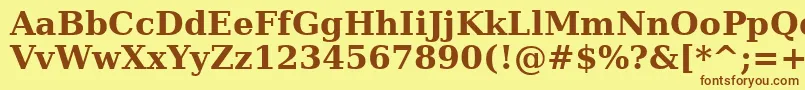 フォントDejavuserif ffy – 茶色の文字が黄色の背景にあります。