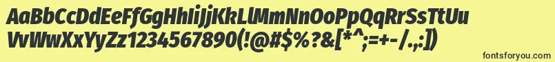 FirasanscondensedHeavyitalic-Schriftart – Schwarze Schriften auf gelbem Hintergrund