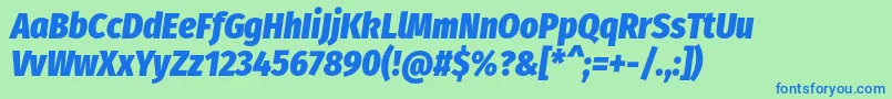 FirasanscondensedHeavyitalic Font – Blue Fonts on Green Background