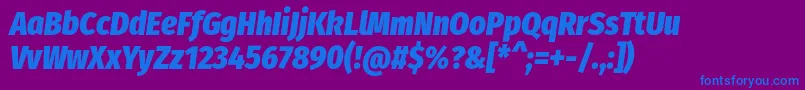 Więcej informacji o czcionce FirasanscondensedHeavyitalic Czcionka FirasanscondensedHeavyitalic – niebieskie czcionki na fioletowym tle