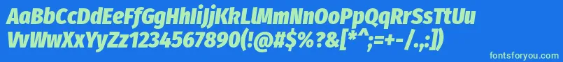 Więcej informacji o czcionce FirasanscondensedHeavyitalic Czcionka FirasanscondensedHeavyitalic – zielone czcionki na niebieskim tle