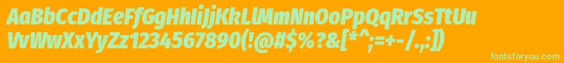 フォントFirasanscondensedHeavyitalic – オレンジの背景に緑のフォント