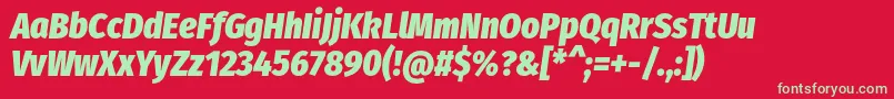 Fonte FirasanscondensedHeavyitalic – fontes verdes em um fundo vermelho