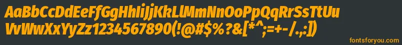 Weitere Informationen zur FirasanscondensedHeavyitalic-Schriftart FirasanscondensedHeavyitalic-Schriftart – Orangefarbene Schriften auf schwarzem Hintergrund