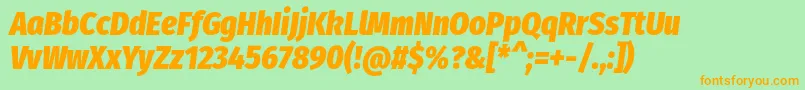 FirasanscondensedHeavyitalic-fontti – oranssit fontit vihreällä taustalla